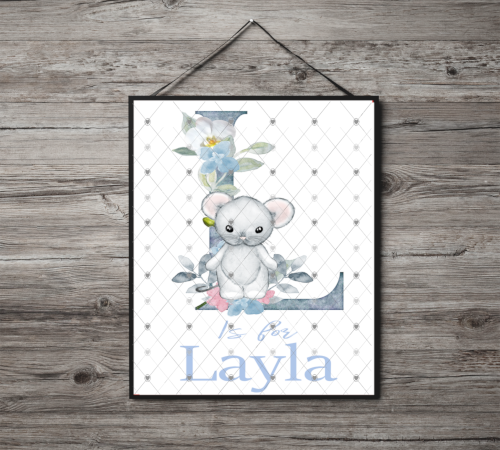 Animal Initial Name Print, Letter L Custom Print, Letter L